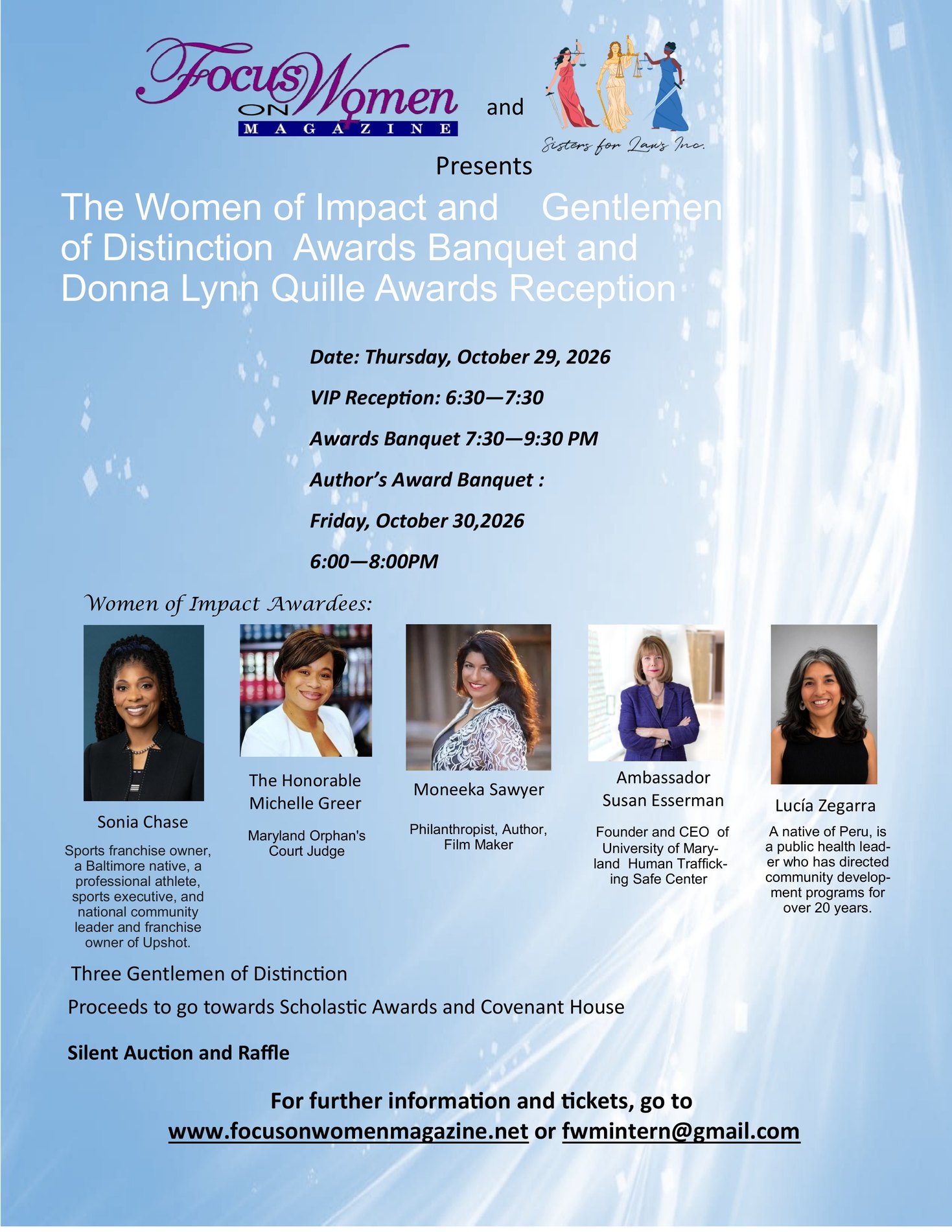 Flyer for the Women of Impact and Gentlemen of Distinction Awards Banquet, Thursday October 29 2026